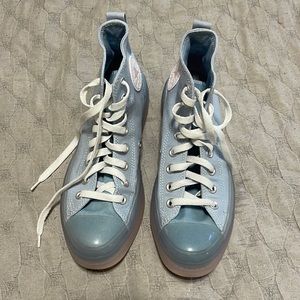 Blue and pink converse